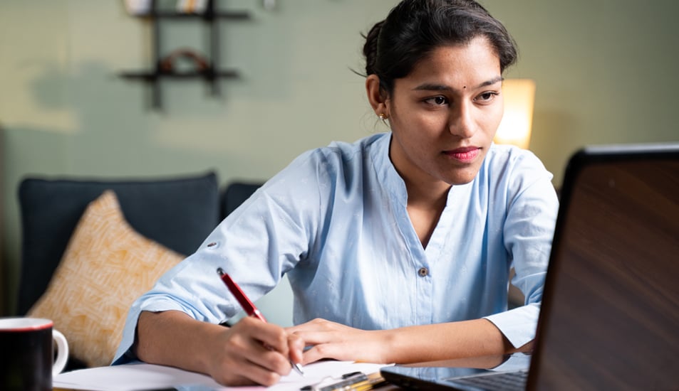 Female student at desktop computer