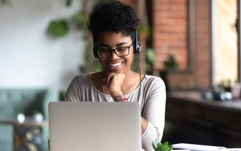 female student studying