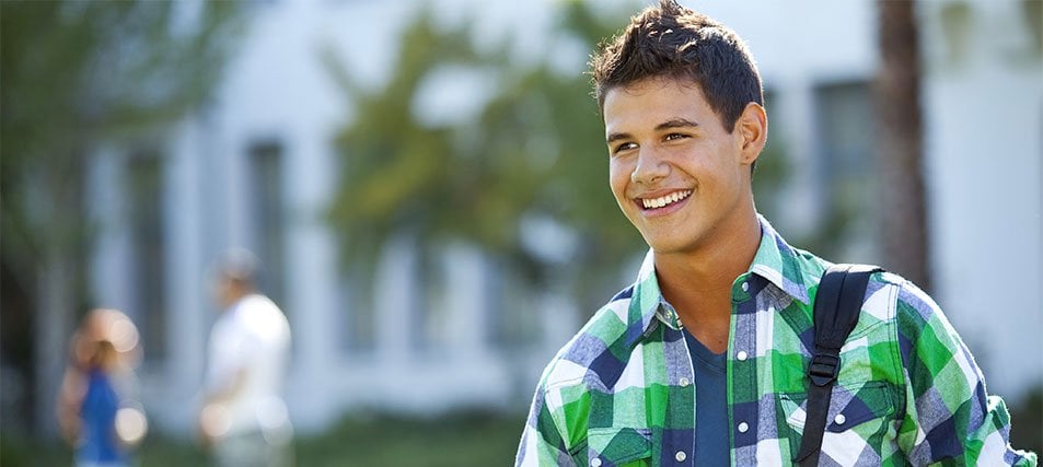 male student on campus