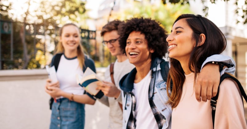 group of student on a college campus